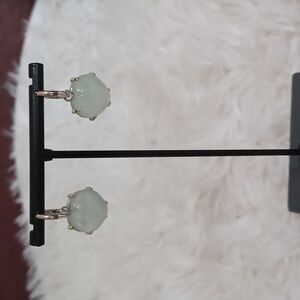 Colleen Lopez Huggie Hoop Earrings with Gemstone Heart Charm NEW